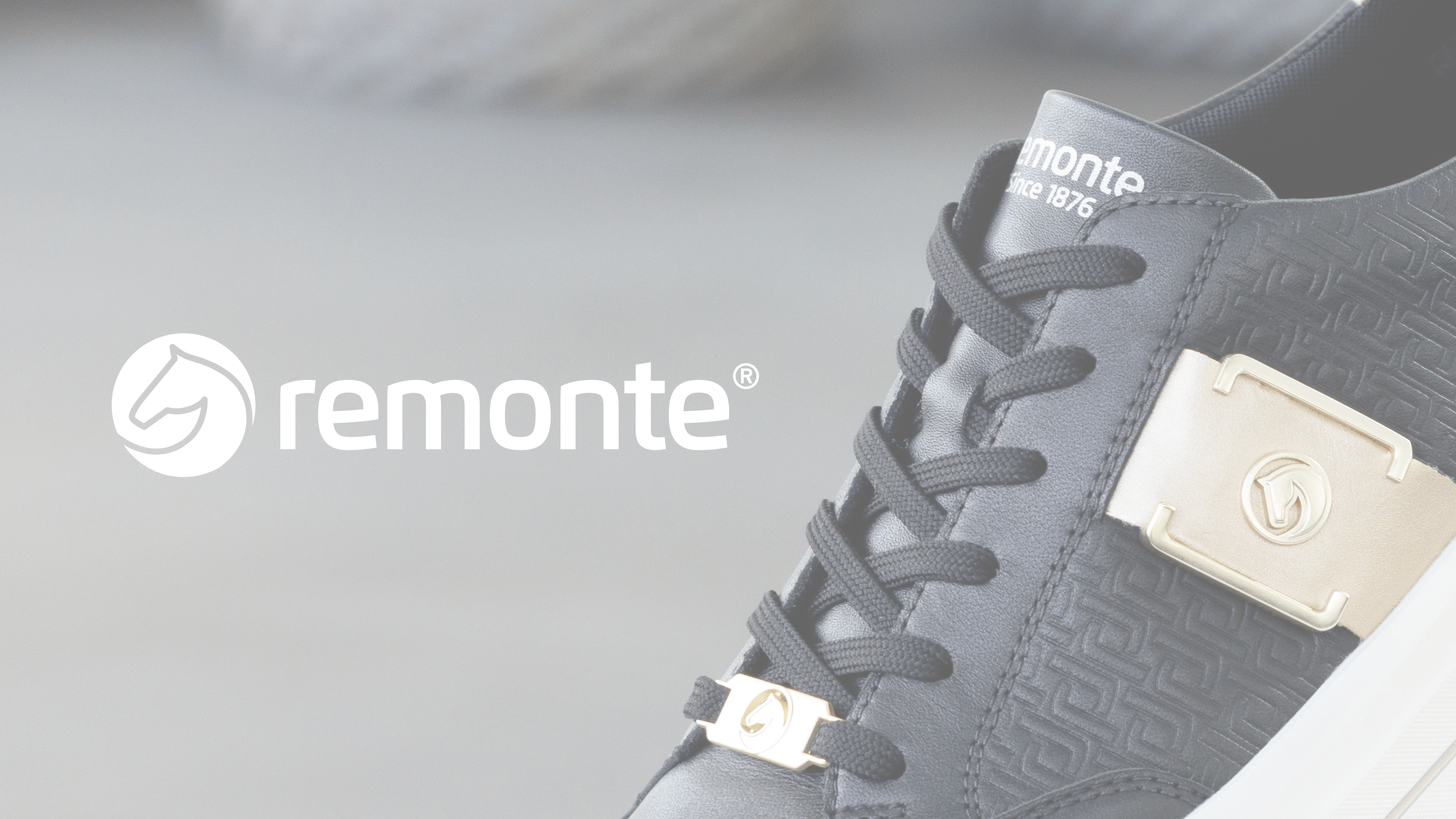 Nahaufnahme eines remonte Schuhs mit dem remonte Logo.