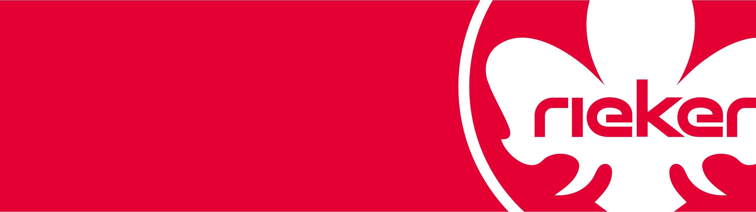 Detail of the Rieker Comfort & Style logo on a red background.