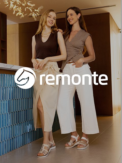 Two elegant women wearing remonte sandals. 