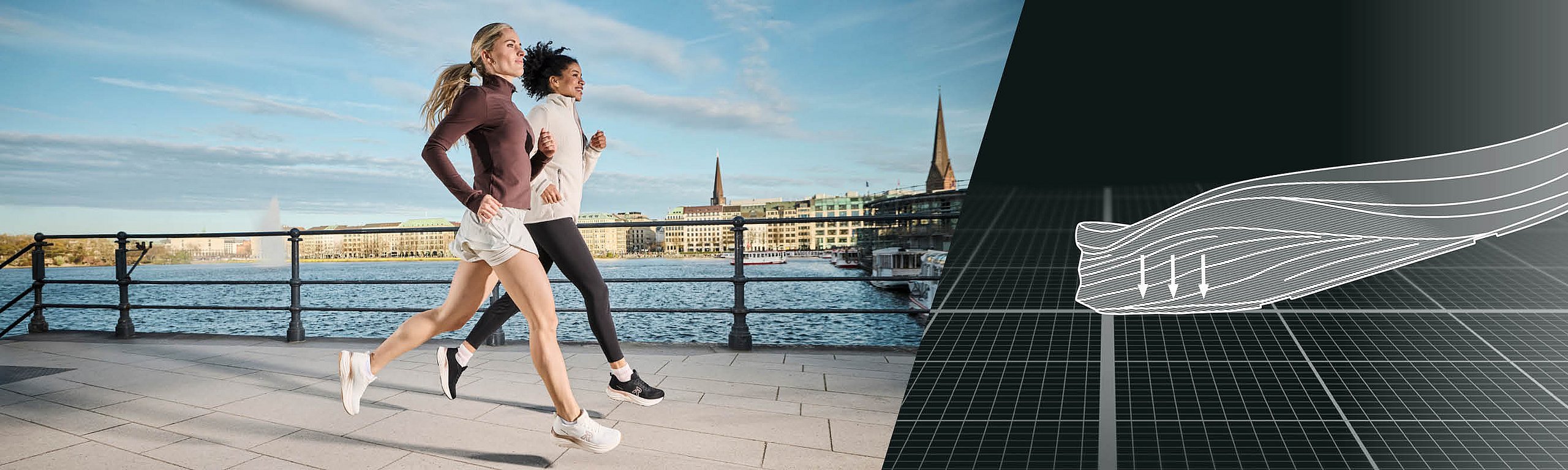 zwei Frau beim Joggen mit Rieker Running Schuhen